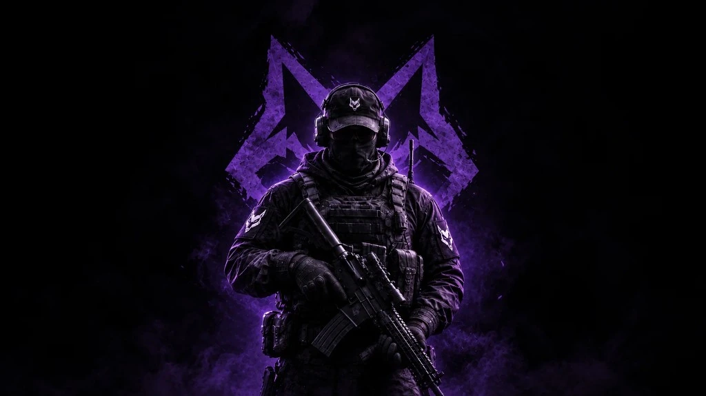 Wardogs cheats hero banner with tactical soldier, wolf emblem, and purple battlefield artwork